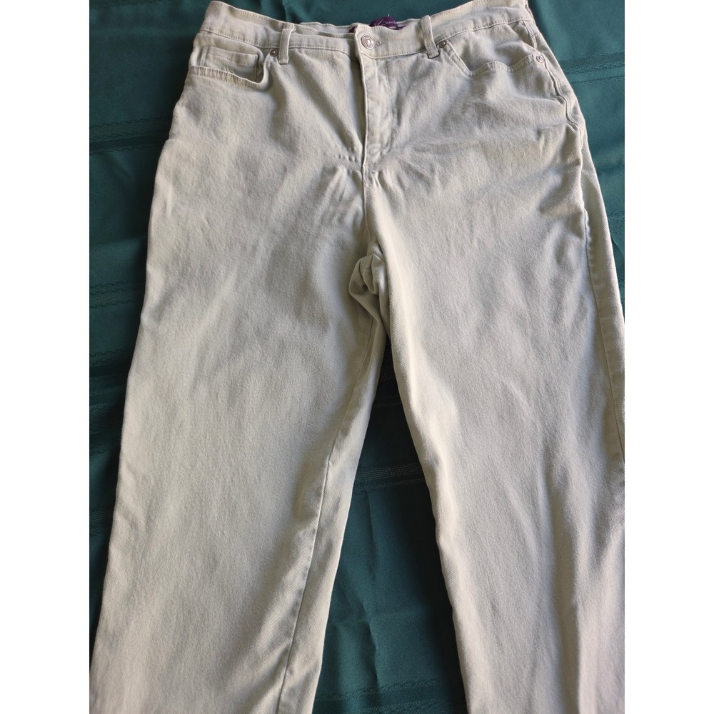 Gloria Vanderbilt Amanda High Rise Tapered Jeans Green Tan Size 12 Womens